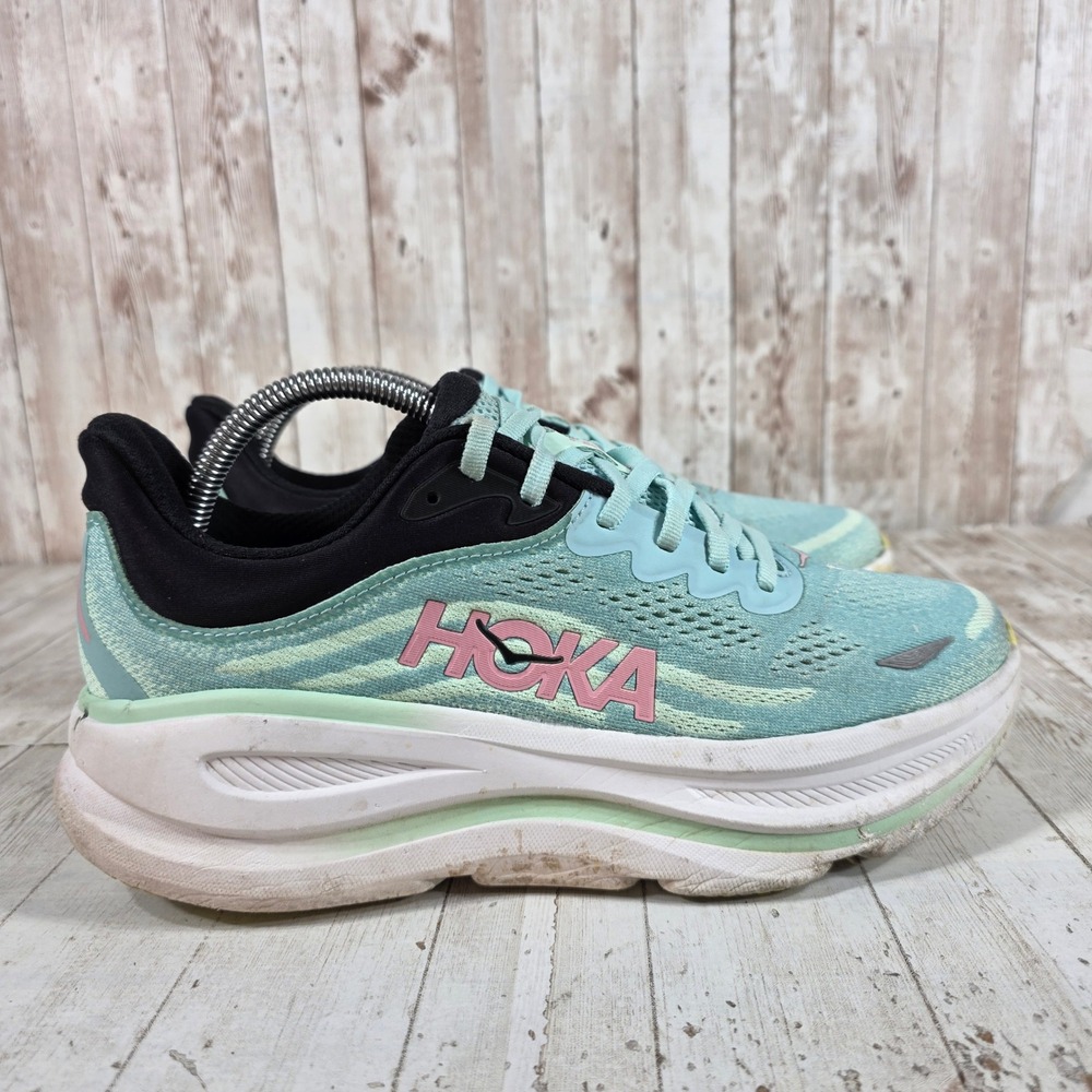 Hoka Bondi 8 Womens Running Shoes Teal Aqua Pink Black Road Sneakers